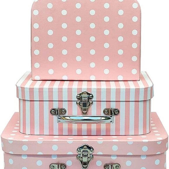 NEW Set of 3 Paperboard Suitcases Decorative Boxes, Compatible with Storage - Picture 7 of 9